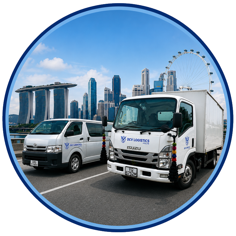 DCV Logistics vans and lorry in Singapore
